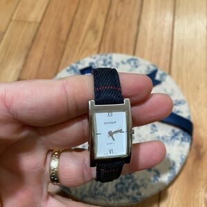 Gossip Silver and Black Rectangular Men's Watch